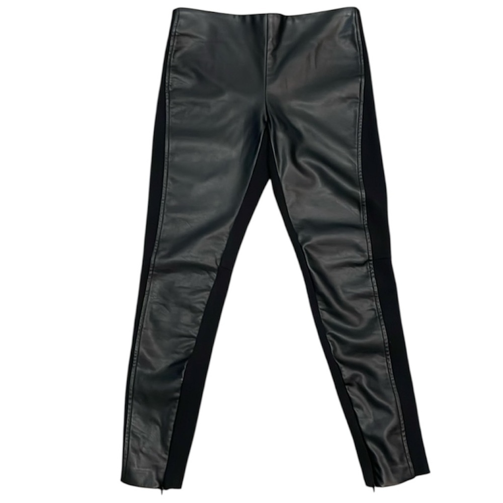 Lauren Ralph Lauren Black Stretch & Faux Leather Leggings with Ankle Zips 4 EUC - Picture 4 of 15